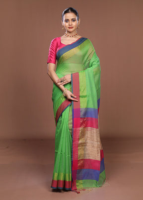 Green Matka Silk Saree With Blouse Piece