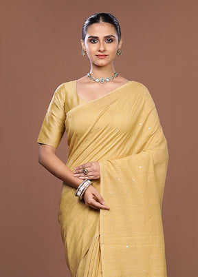 Yellow Matka Silk Saree With Blouse Piece
