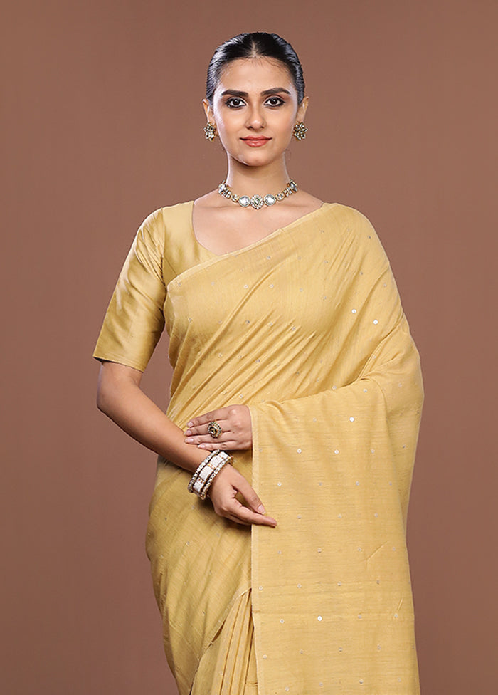 Yellow Matka Silk Saree With Blouse Piece