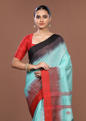 Blue Matka Silk Saree With Blouse Piece
