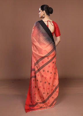 Rust Matka Silk Saree With Blouse Piece