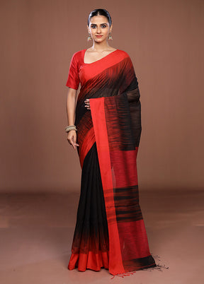 Black Matka Silk Saree With Blouse Piece