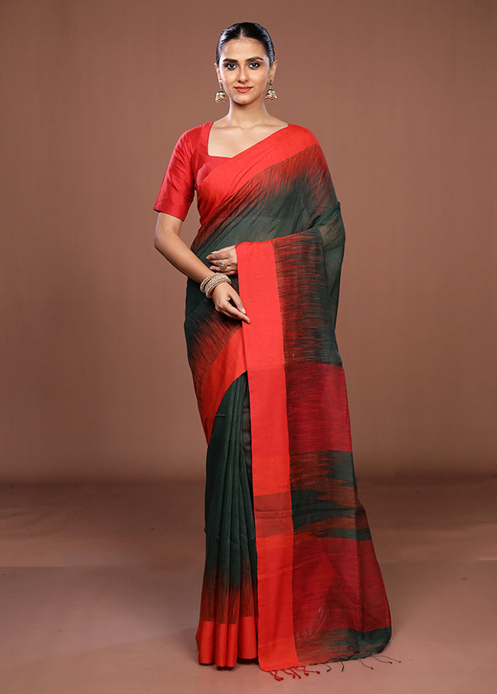 Black Matka Silk Saree With Blouse Piece