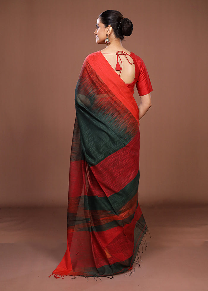 Black Matka Silk Saree With Blouse Piece