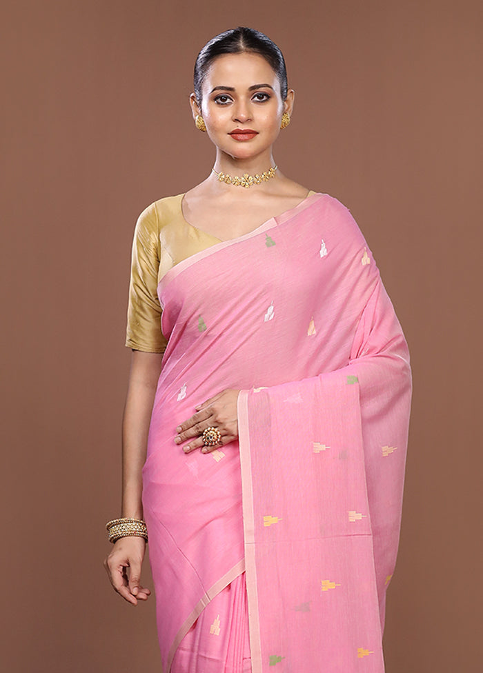 Pink Matka Silk Saree With Blouse Piece