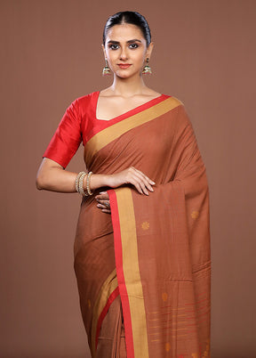 Cream Matka Silk Saree With Blouse Piece