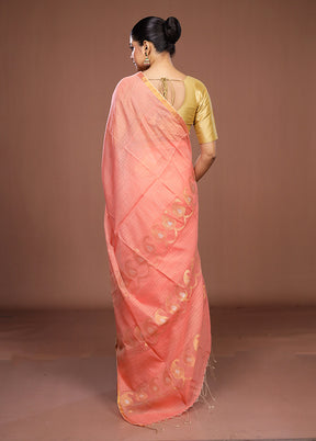 Pink Matka Silk Saree With Blouse Piece