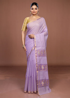 Purple Matka Silk Saree With Blouse Piece
