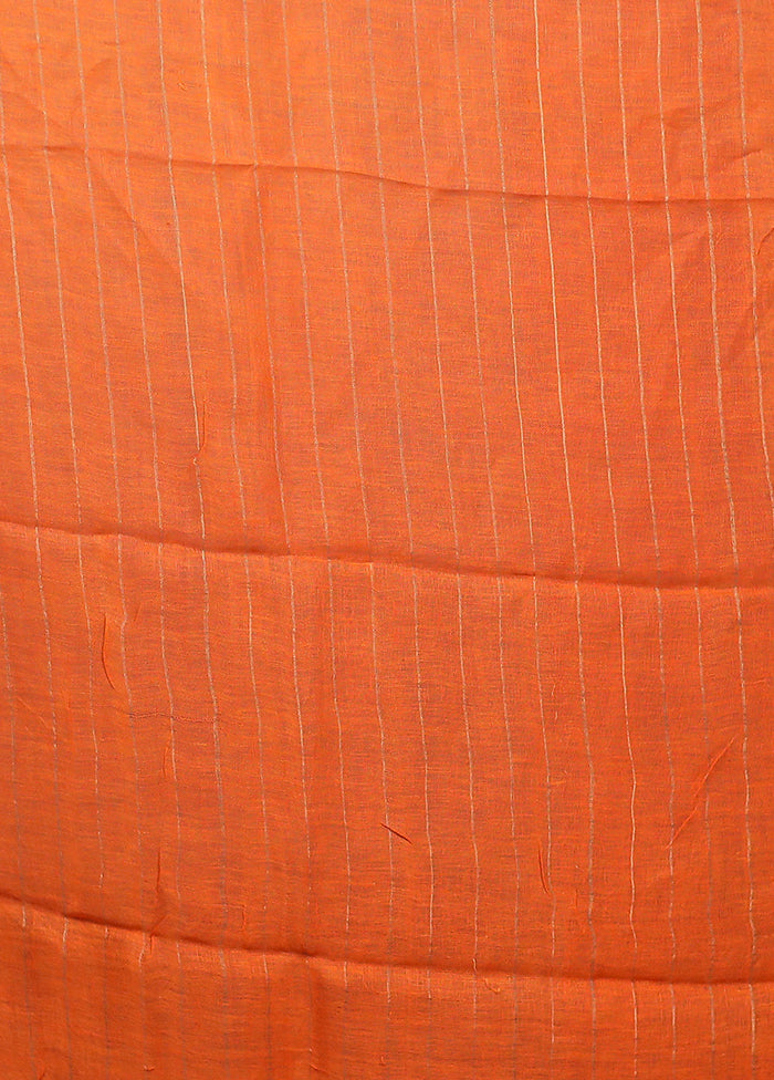 Rust Linen Silk Saree With Blouse Piece