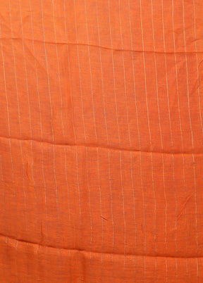 Rust Linen Silk Saree With Blouse Piece