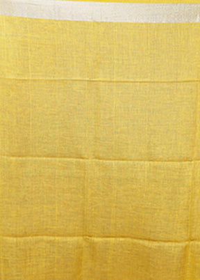 Yellow Linen Silk Saree With Blouse Piece
