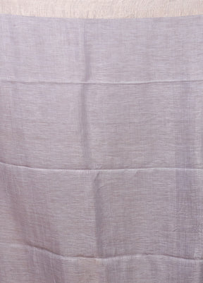 Grey Linen Silk Saree With Blouse Piece