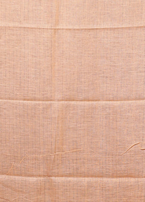 Peach Linen Silk Saree With Blouse Piece