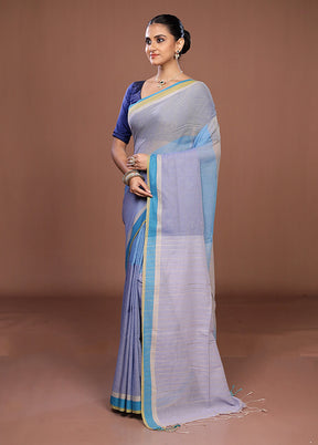 Grey Matka Silk Saree With Blouse Piece