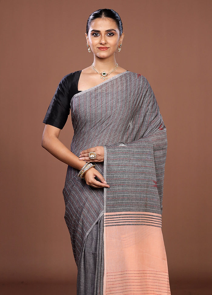 Black Matka Silk Saree With Blouse Piece
