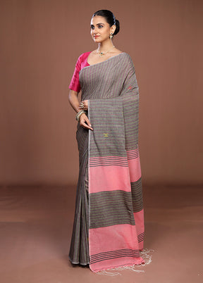 Black Matka Silk Saree With Blouse Piece