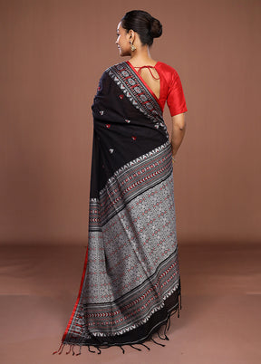 Black Matka Silk Saree With Blouse Piece