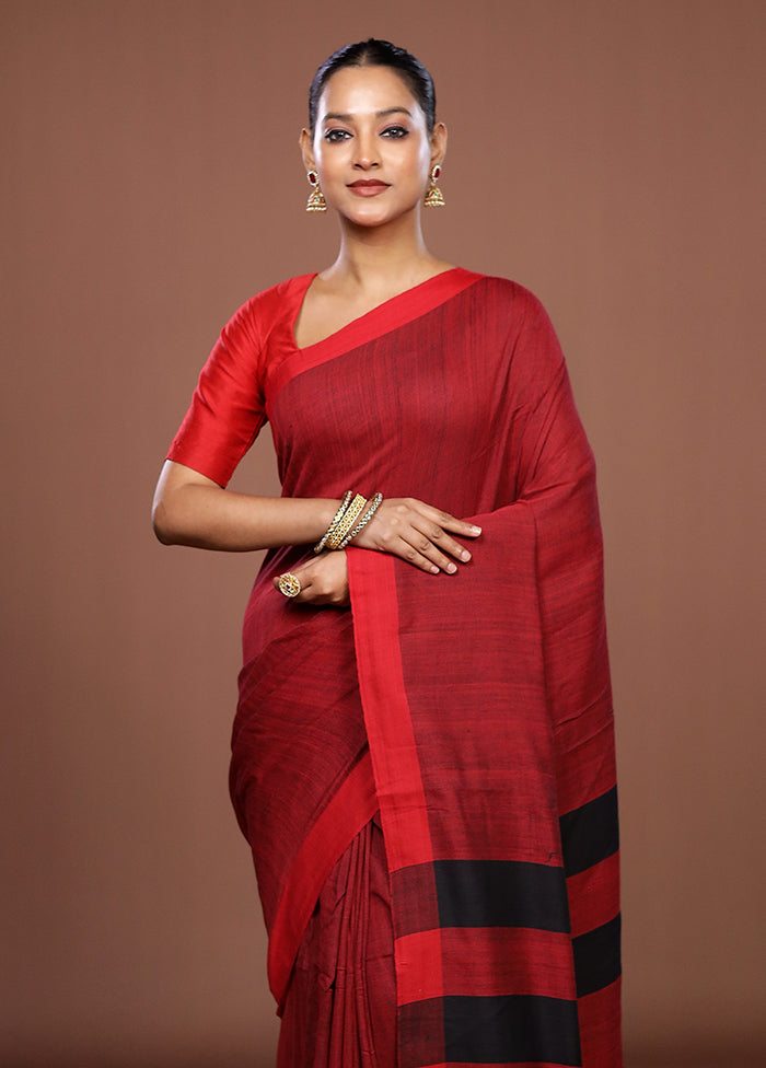 Red Matka Silk Saree With Blouse Piece