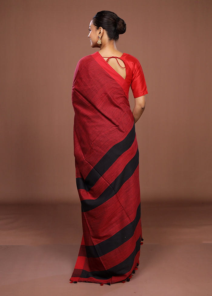 Red Matka Silk Saree With Blouse Piece