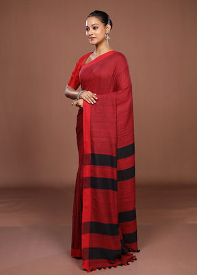 Red Matka Silk Saree With Blouse Piece