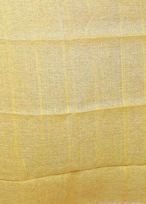 Yellow Linen Silk Saree With Blouse Piece