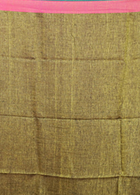 Green Linen Silk Saree With Blouse Piece
