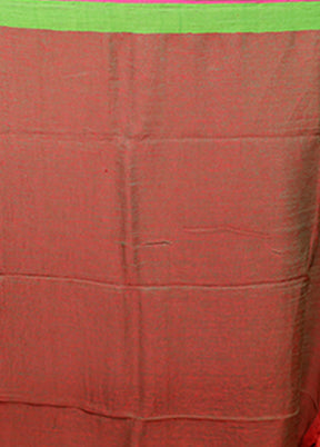 Red Linen Silk Saree With Blouse Piece