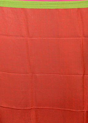 Red Linen Silk Saree With Blouse Piece