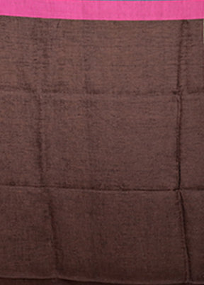 Brown Linen Silk Saree With Blouse Piece