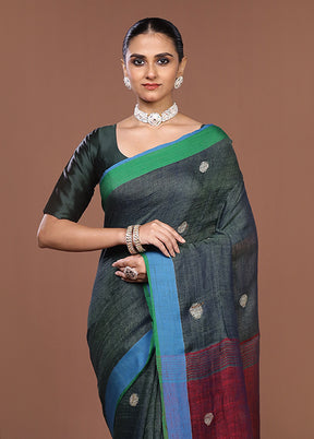 Yellow Linen Silk Saree With Blouse Piece