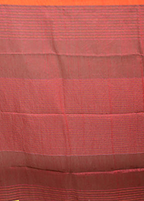 Brown Linen Silk Saree With Blouse Piece