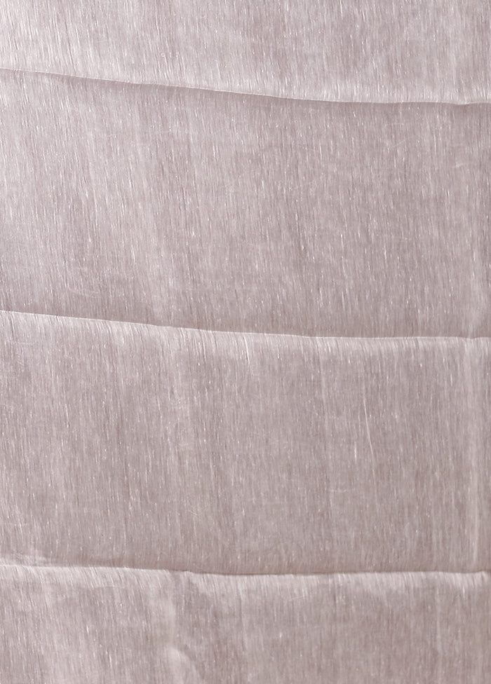 White Linen Silk Saree With Blouse Piece