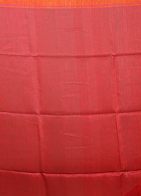 Red Linen Silk Saree With Blouse Piece