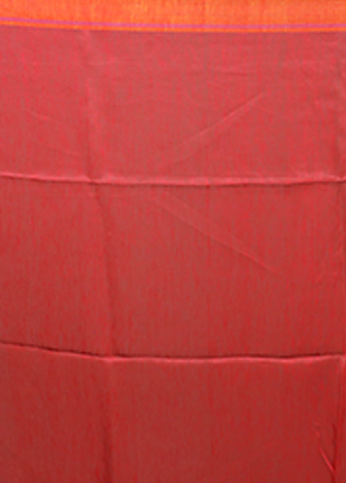 Red Linen Silk Saree With Blouse Piece