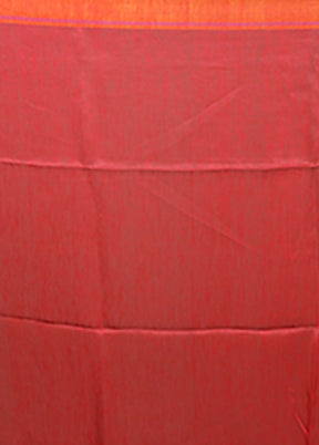 Red Linen Silk Saree With Blouse Piece