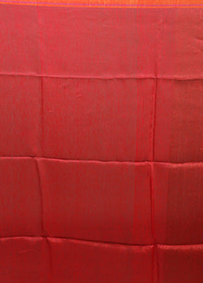 Red Linen Silk Saree With Blouse Piece