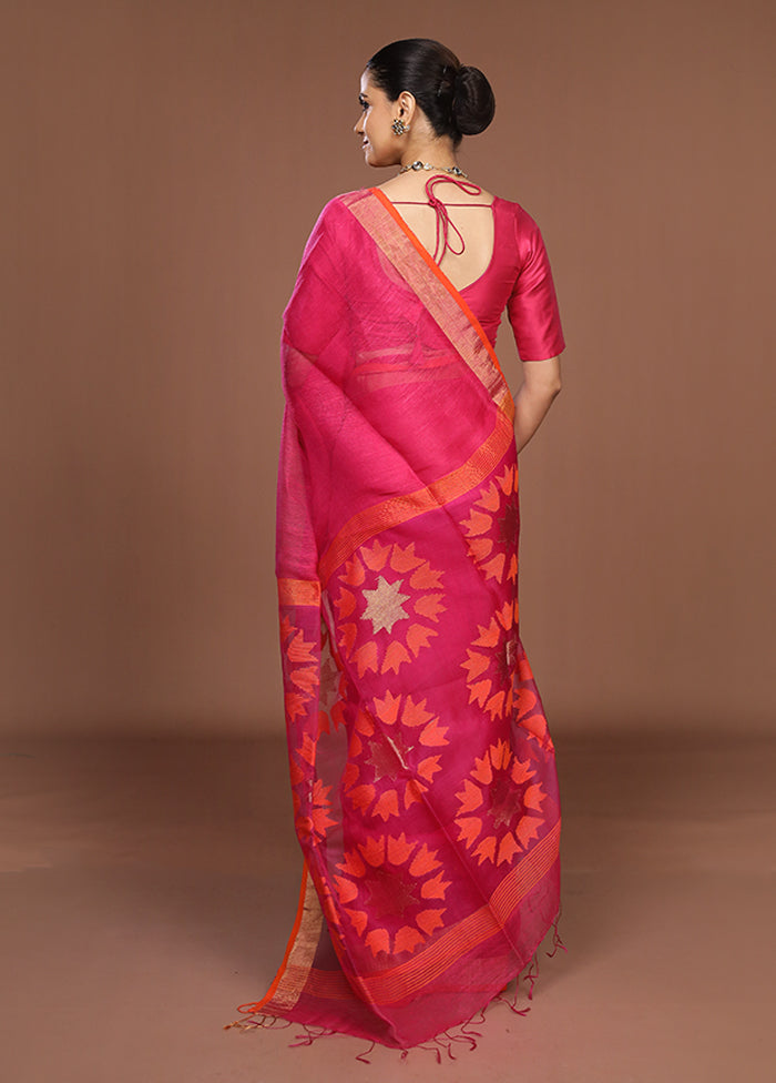 Pink Matka Silk Saree With Blouse Piece