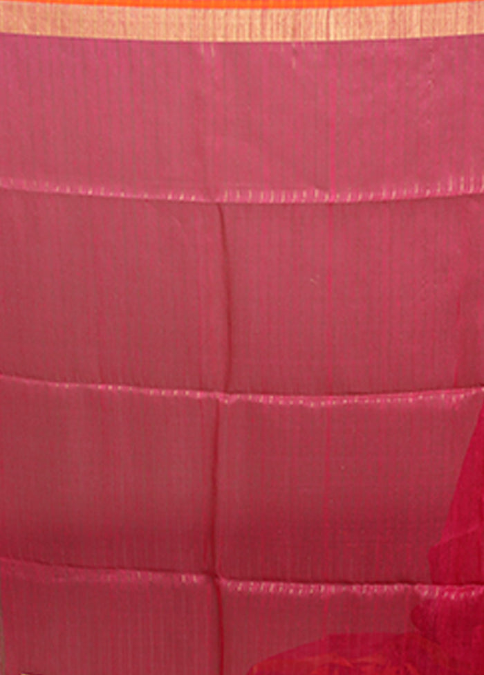 Pink Matka Silk Saree With Blouse Piece
