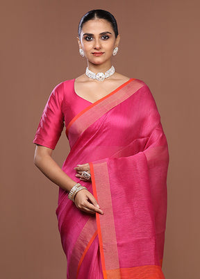 Pink Matka Silk Saree With Blouse Piece