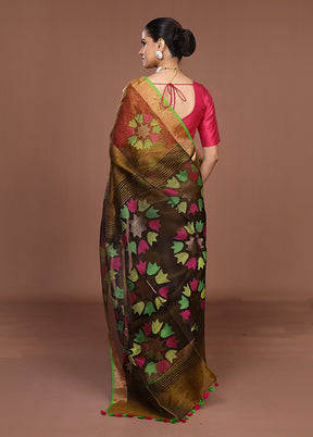 Yellow Matka Silk Saree With Blouse Piece