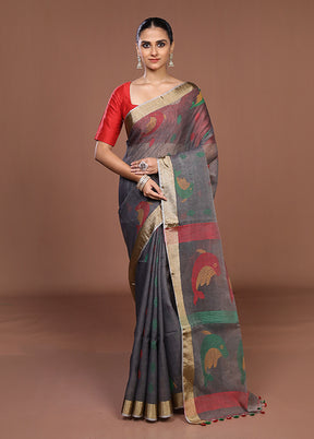 Black Matka Silk Saree With Blouse Piece
