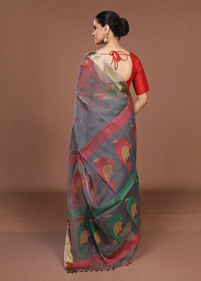 Black Matka Silk Saree With Blouse Piece