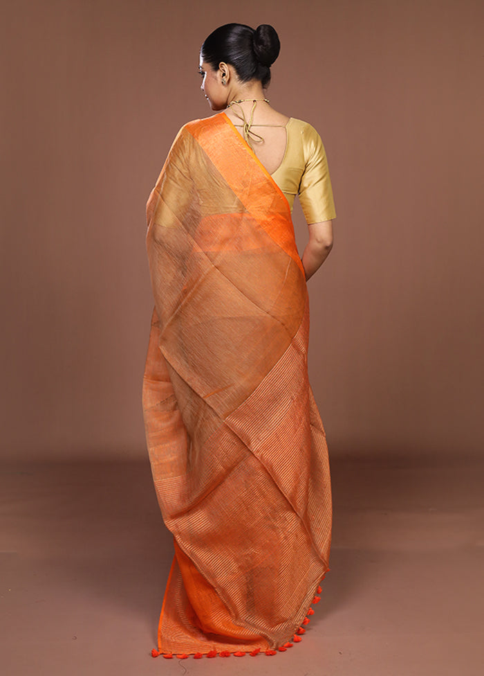Rust Matka Silk Saree With Blouse Piece
