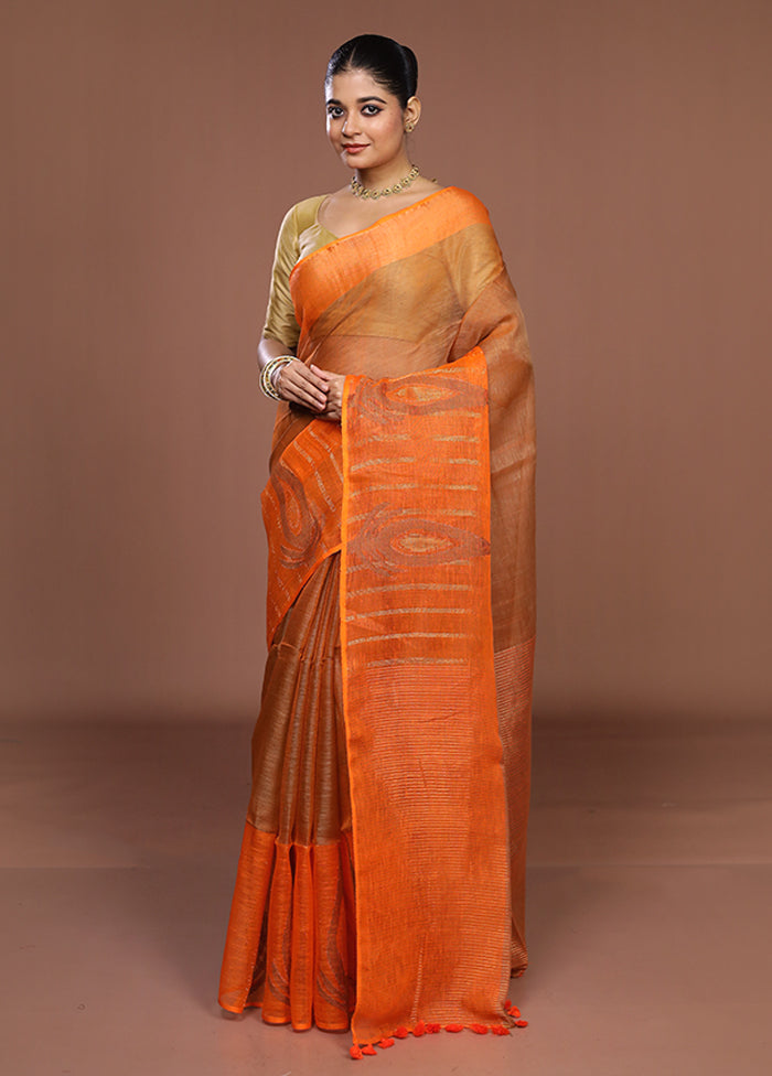 Rust Matka Silk Saree With Blouse Piece