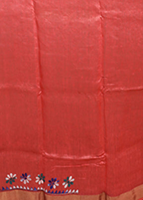 Peach Matka Silk Saree With Blouse Piece