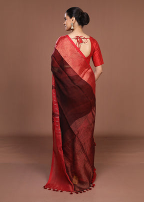 Red Matka Silk Saree With Blouse Piece