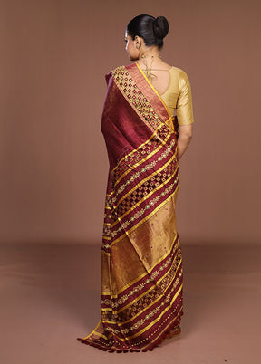 Purple Handloom Matka Pure Silk Saree With Blouse Piece