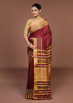 Purple Handloom Matka Pure Silk Saree With Blouse Piece