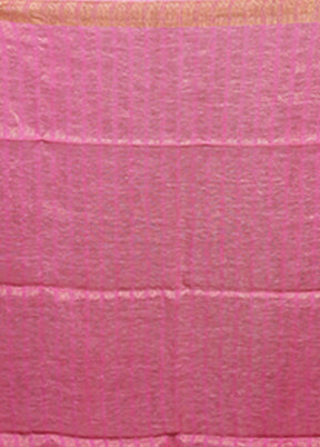 Pink Handloom Matka Pure Silk Saree With Blouse Piece