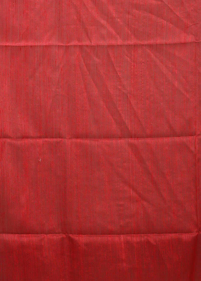 Red Handloom Matka Pure Silk Saree With Blouse Piece